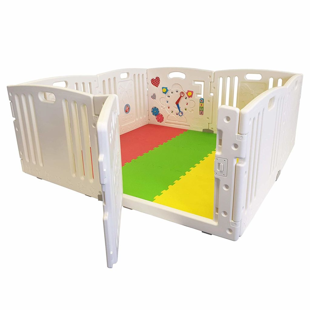 Bambini Recinto- Baby Box con Tappeto Strisciante Dimensioni : 120x120cm Cantiere Portatile per Toddler Interno Anti-Caduta Game Fence Multicolore- 70 Cm di Altezza 